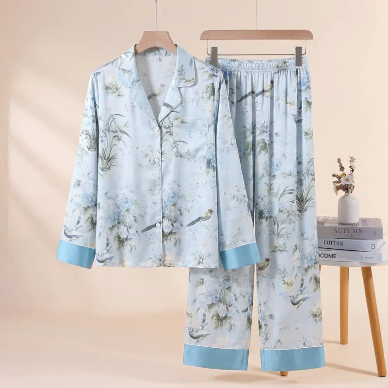 Minimalist Ownkoti Elegant Floral amp Bird Print Pajama Set Trendy