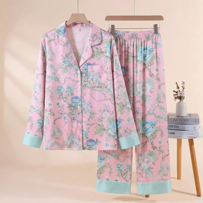 First-Class Ownkoti Artistic Blue Floral Pajama Set Sustainable