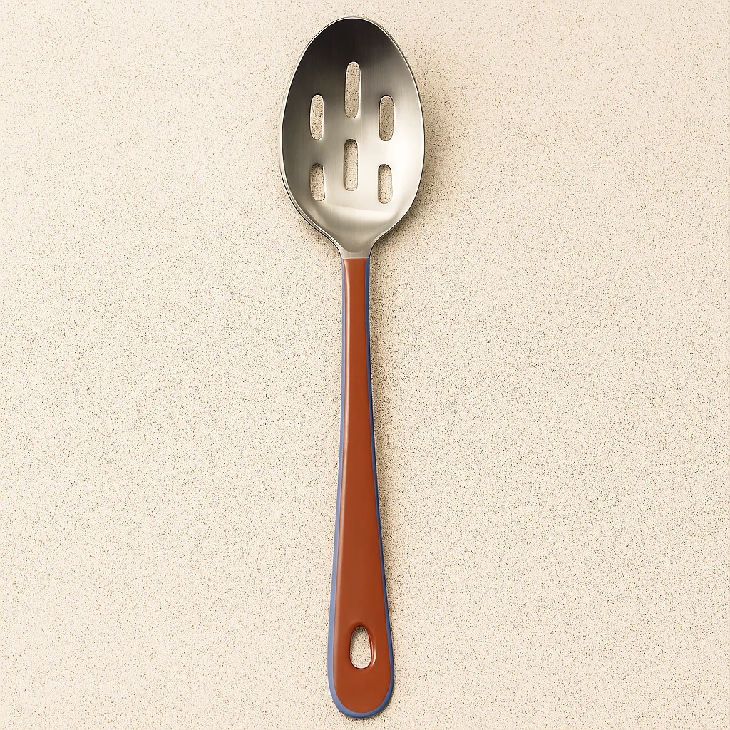 Durable Harlow Bright Slotted Spoon with Stainless Steel Head Raspberry Verified