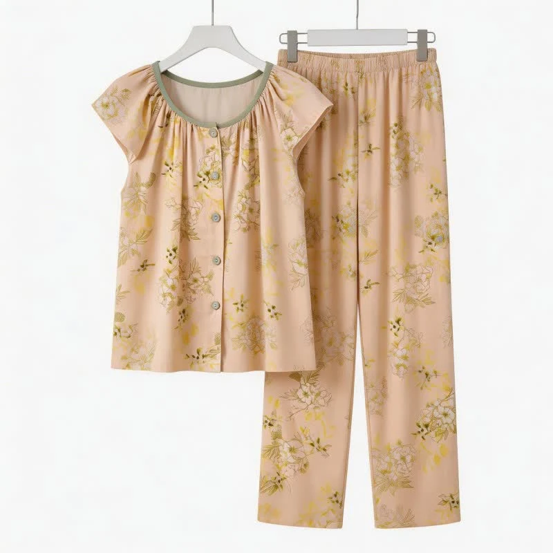 Quality Ownkoti Refresh Pastel Floral Loungewear Set Green