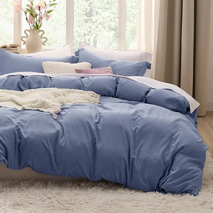 Organic Bedsure Slate Blue Duvet Cover Twin Twin XL Size - 2 Pieces Prewashed Polyester Extra Soft Bedding Set Includes 1 Twin Duvet Cover 68 39 39 x90 39 39 with Zipper Closure amp 1 Pillow Sham No Comforter High-Quality
