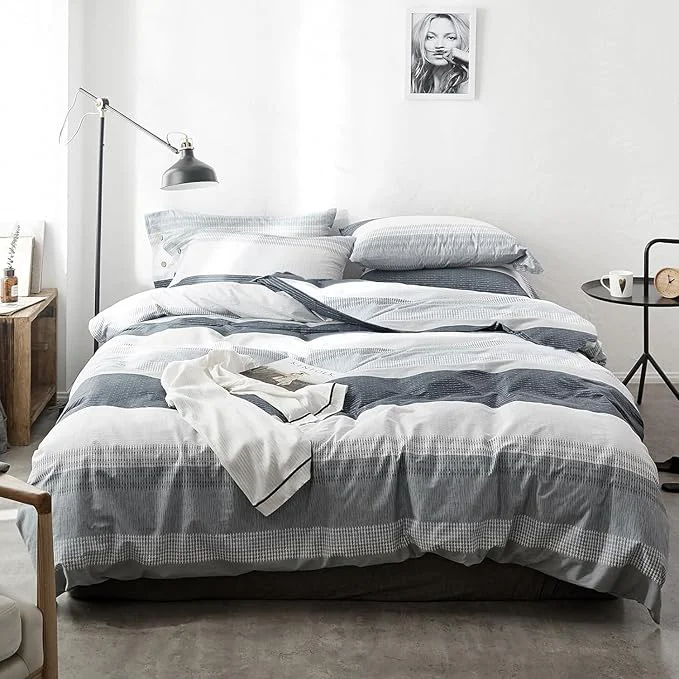 High-Performance LifeTB Striped Comforter Set Twin XL Size Modern Style Blue Grey Stripes Pattern Printed Bedding Set 3 Pieces Lightweight Bedding Comforter Set Stripe Soft Fluffy Bed Comforter with 2 Pillowcases Optimized