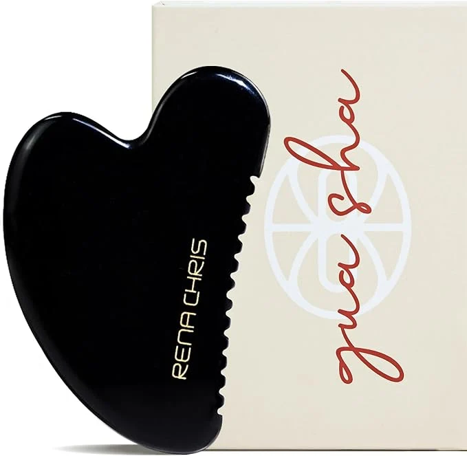 Relaxed Rena Chris Gua Sha Facial Tools Obsidian Guasha Tool Elegant