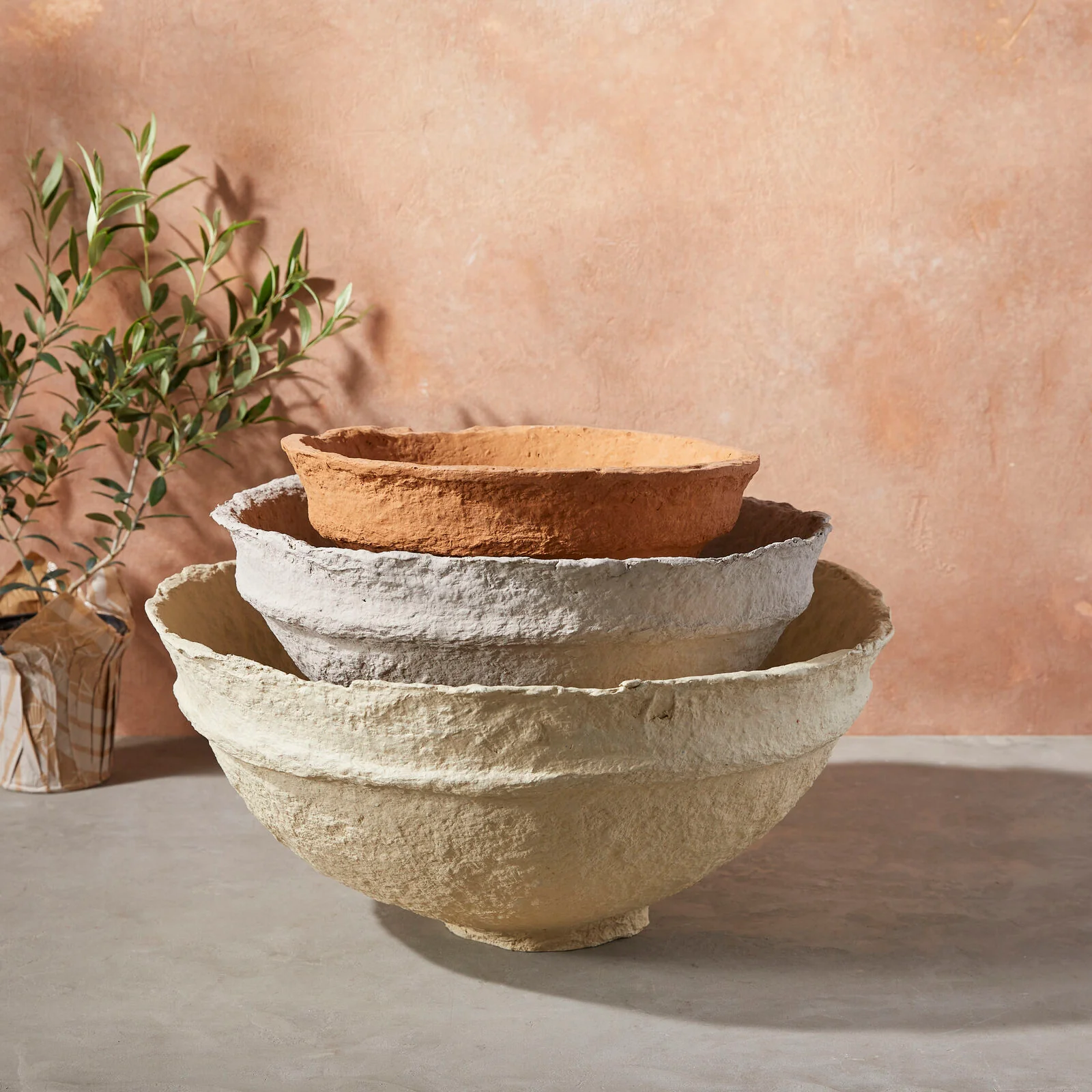 Verified Koi Paper Mache Bowls Set of 3 Multi Genuine