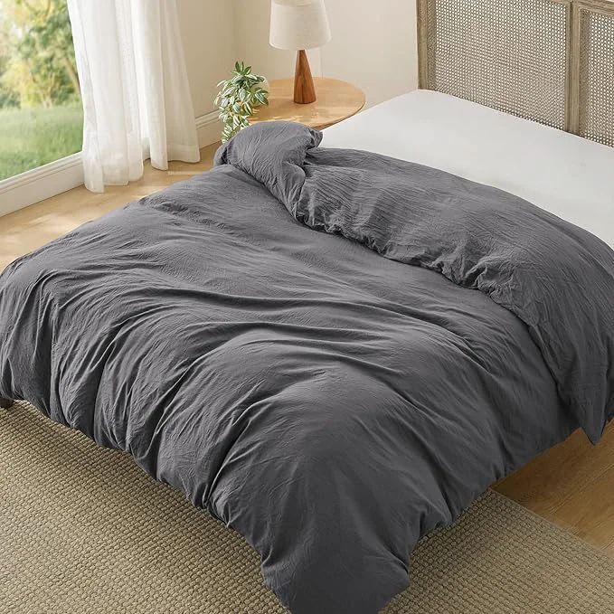 Original Bedsure Dark Grey Duvet Cover Queen Size Only - Prewashed Cotton-Like Polyester Extra Soft All Season Bedding Includes 1 Duvet Cover 90x90 Inches with Zipper Closure Comforter Not Included Sophisticated