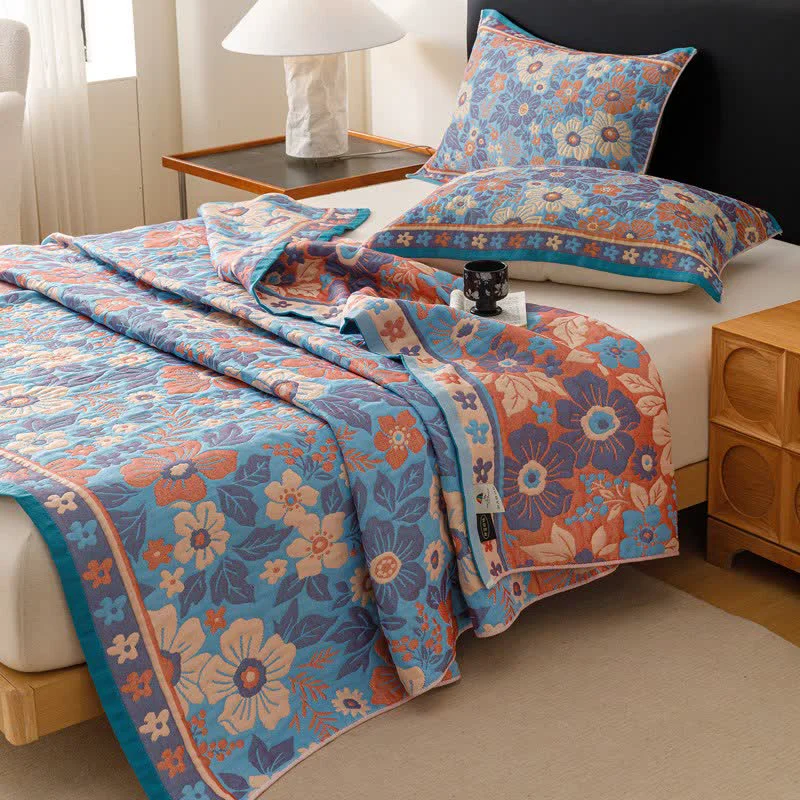 Proven Ownkoti Cherry Blossom Cotton Gauze Quilt Blanket Expertly Made