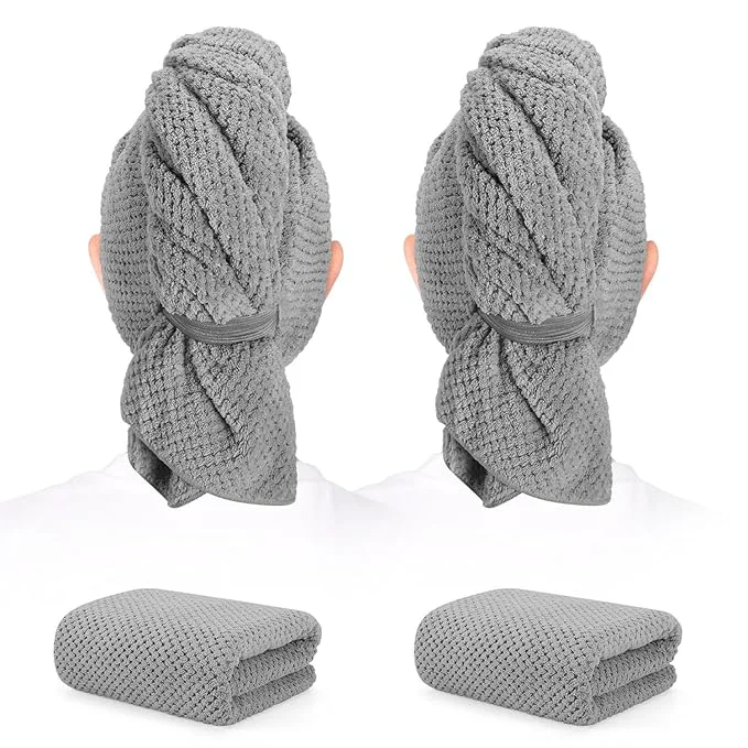 Premium BE 2 Pack Microfiber Hair Towel High-Quality