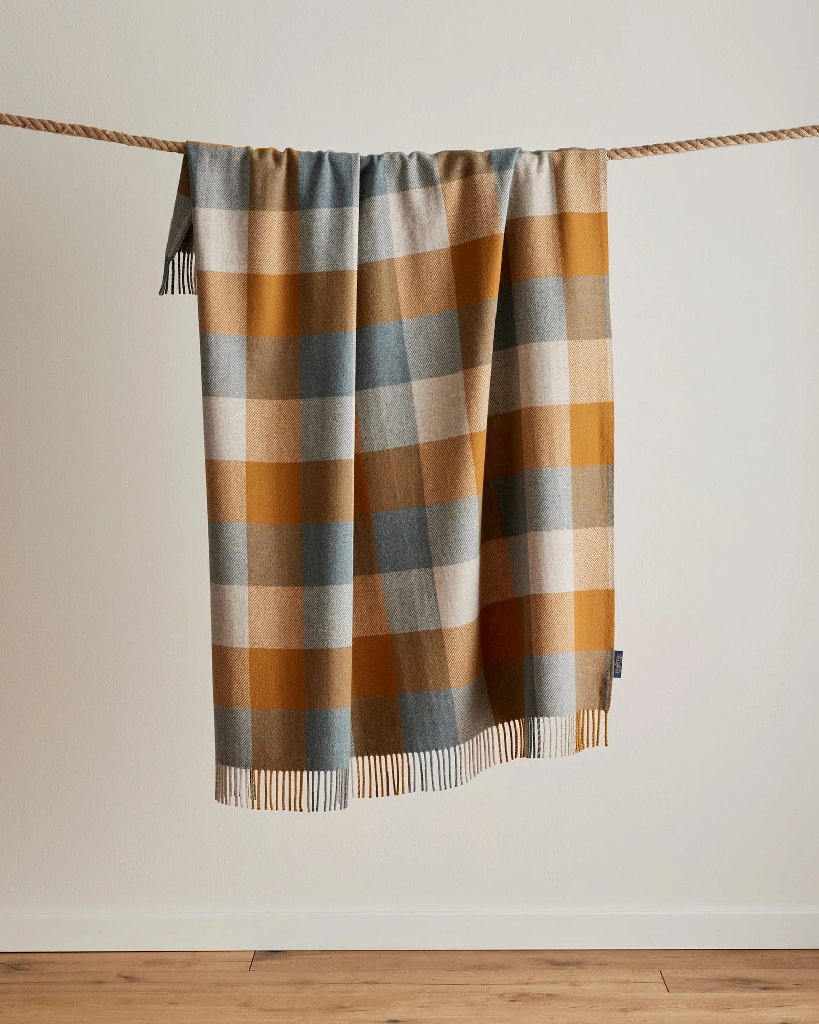 Functional Eco-Wise Wool Fringed Throw Shale Copper Secure