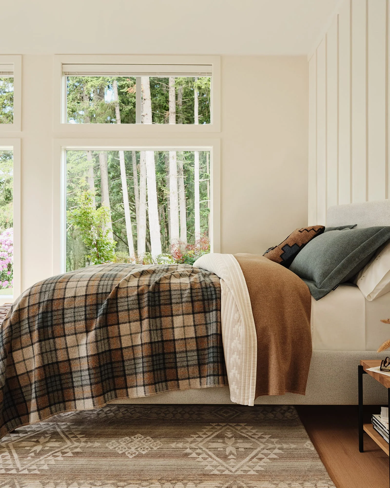 Soft Eco-Wise Wool Plaid Stripe Blanket Misty Ridge Effective
