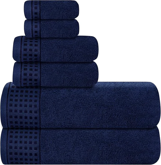 Fine Crafted GLAMBURG Cotton Ultra Soft 6 Pack Towel Set Contains 2 Bath Towels 28x55 Effective