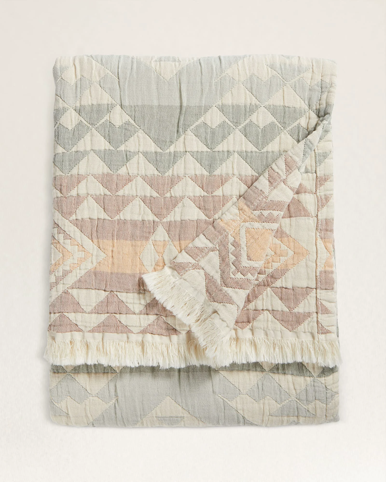 Dependable Organic Cotton Fringed Throw Highland Peak Aqua Unique