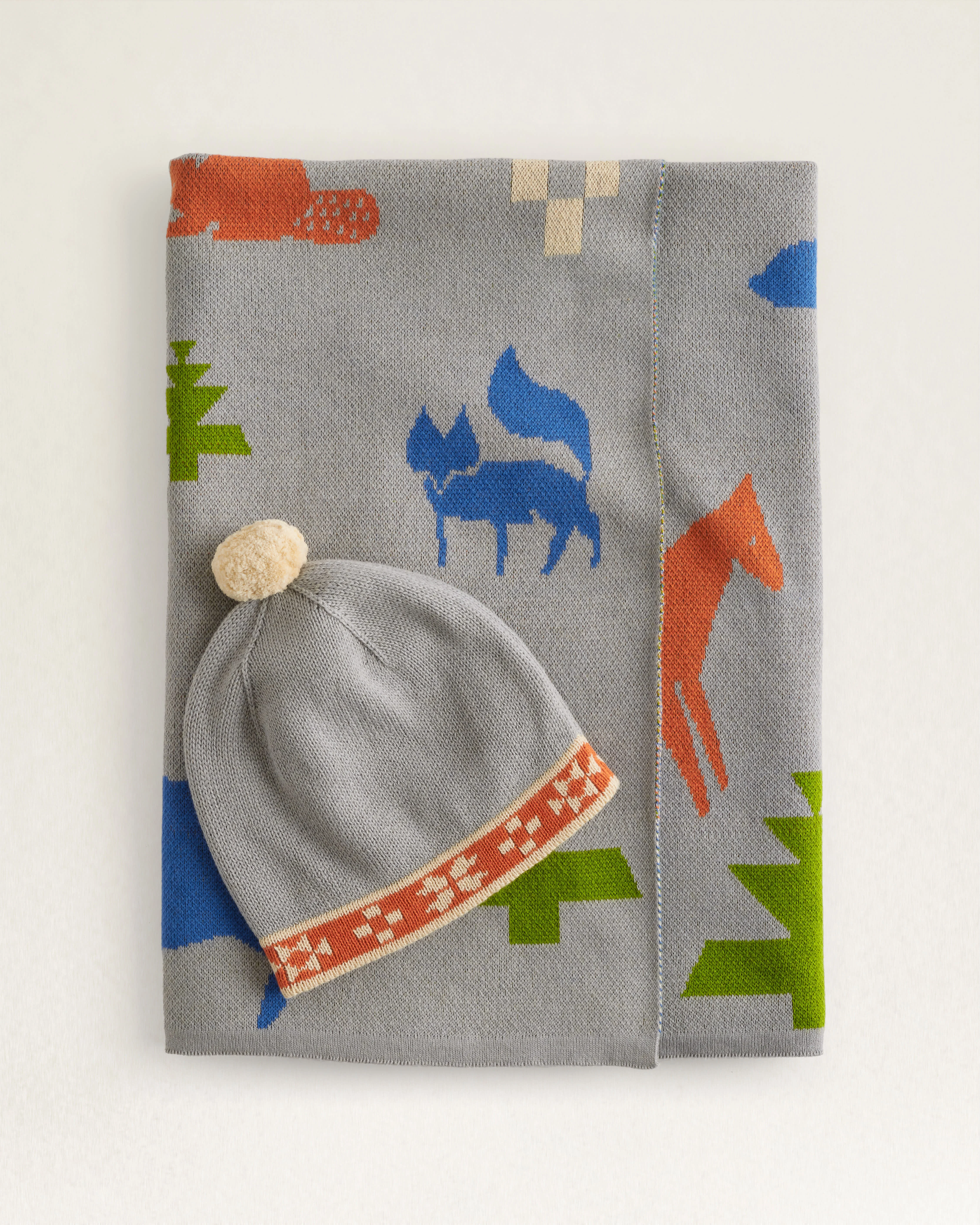 Clean Shared Path Knit Baby Blanket With Beanie Grey Proven