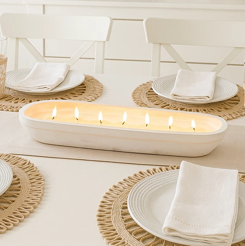 Unique Frosted Carrot Cake - 7 Wick White Wood Dough Bowl Candle Innovative