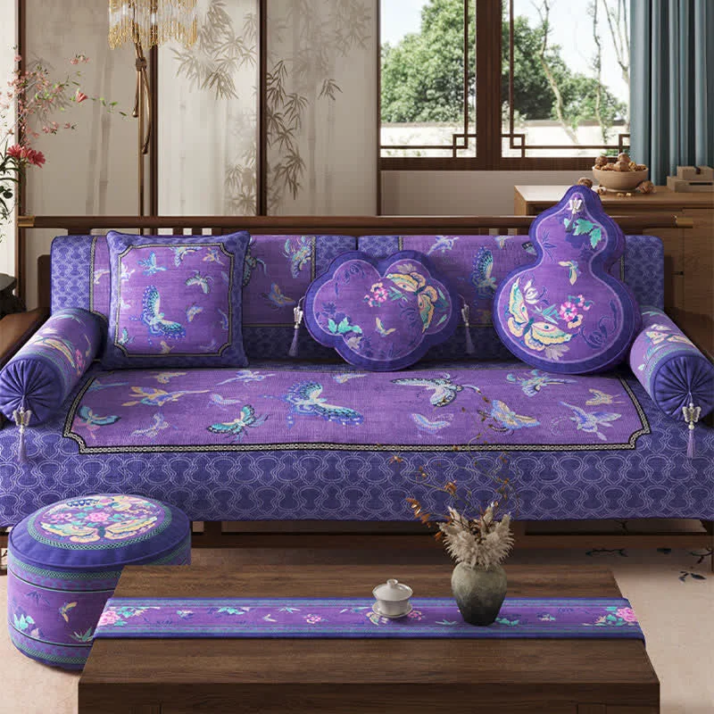 Top-Quality Ownkoti Vintage Oriental Purple Butterfly Sofa Protector Sophisticated