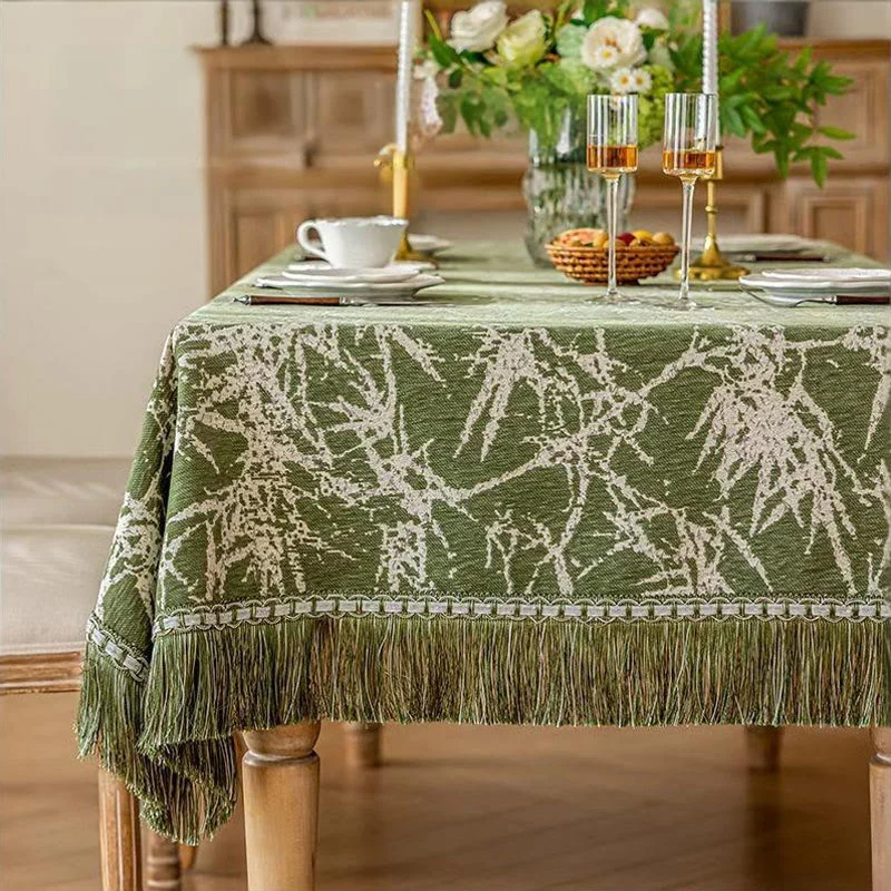 High-Quality Ownkoti Vintage Bamboo Jacquard Tassel Tablecloth Original Design