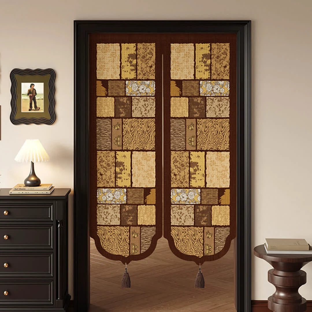 Quality Ownkoti Vintage Wood-Tone Room Divider Door Curtain Safe