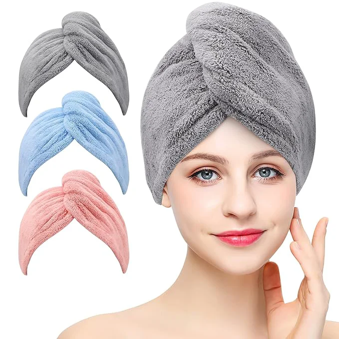 Exceptional BE Microfiber Hair Towel 3 Packs Hair Turbans Efficient