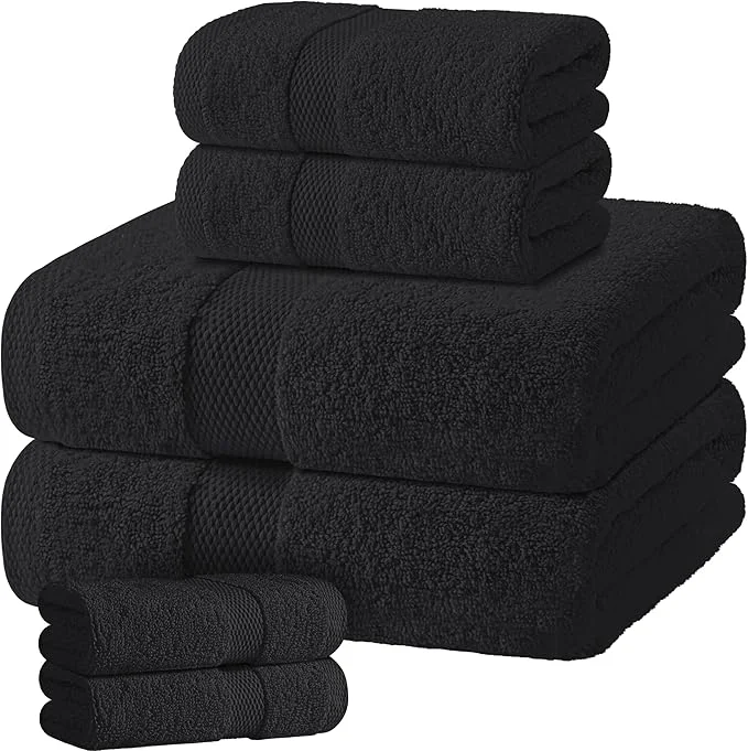 Luxury Black Bath Towel Set of 6 Reliable
