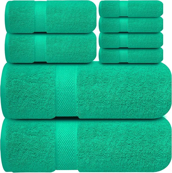 Excellent Infinitee Xclusives Luxury Cotton Towel Set – 8 Piece Bathroom Towel Set – Sophisticated