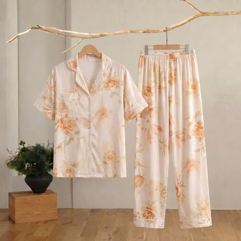 Smart Ownkoti Elegant Blooming Floral Silky Loungewear Set Dependable
