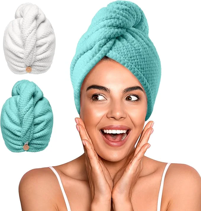 Healthy YFONG 2 Pack Microfiber Hair Towel Wrap Detailed