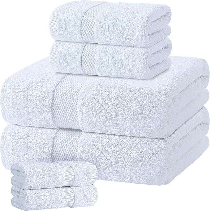 Certified White Bath Towel Set of 6 Authentic