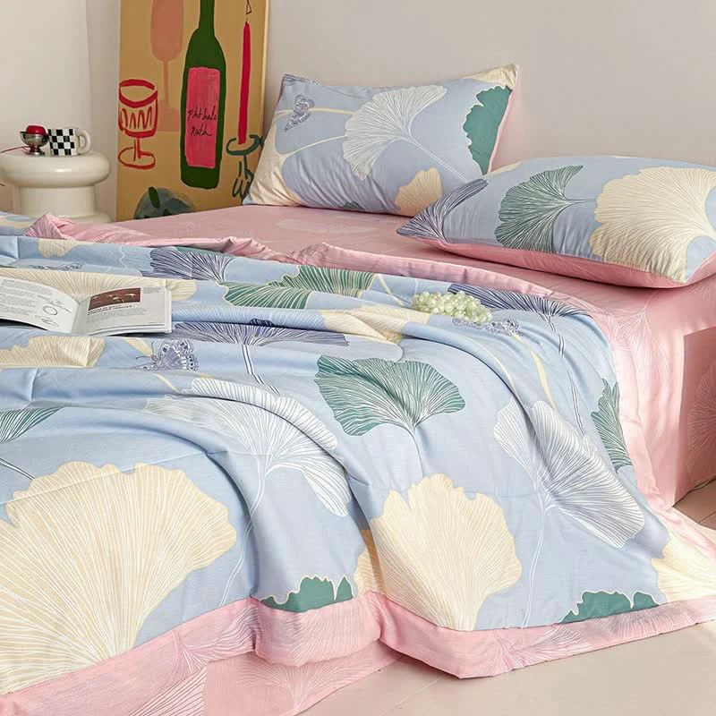 Secure Ownkoti Ginkgo Leaf Print Pure Cotton Quilt Environmentally Friendly