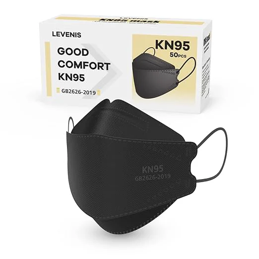 Smooth LEVENIS KN95 Face Masks 50 Pack Breathable Comfortable and Disposable KN95 Mask Solid