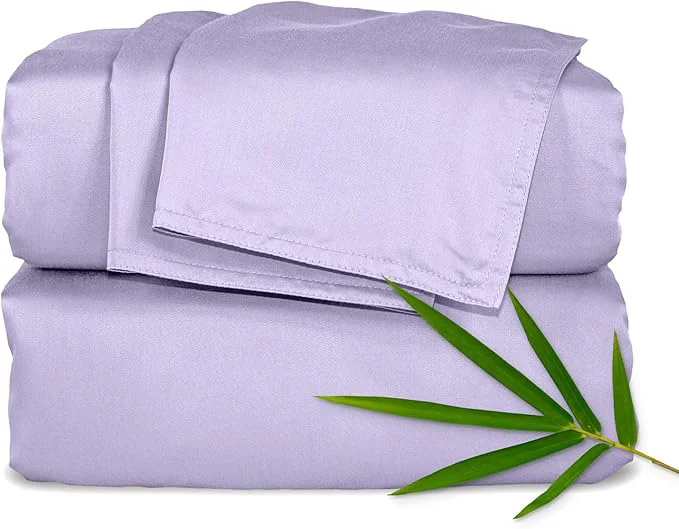 Breathable Pure Bamboo King Sheets Organic Viscose Derived from Bamboo Bed Sheet Set Luxuriously Soft amp Cooling Double Stitching 2 Year Quality Promise King Lavender Trendy