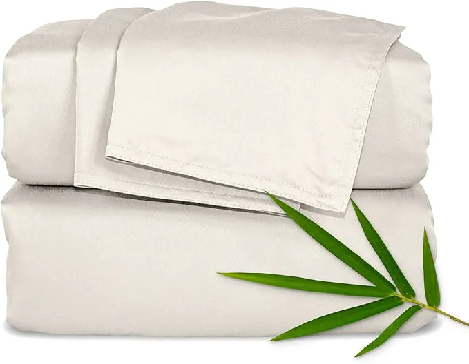 Professional Pure Bamboo Twin XL Sheets Organic Viscose Derived from Bamboo Bed Sheet Set Luxuriously Soft amp Cooling Double Stitching 2 Year Quality Promise Twin XL Creme Sophisticated