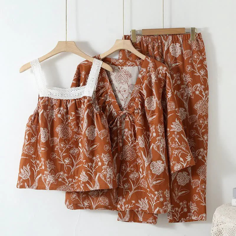 Responsible Ownkoti Floral Pure Cotton 3-Piece Pajama Set Verified