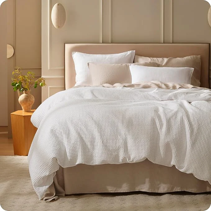 Healthy Bedsure Cotton Duvet Cover Queen Size - Cotton Waffle Weave Snow White Duvet Cover PureWoven Textured Breathable Bedding Comforter Cover for All Season 1 Duvet Cover Only 90 quot x90 quot Fashionable