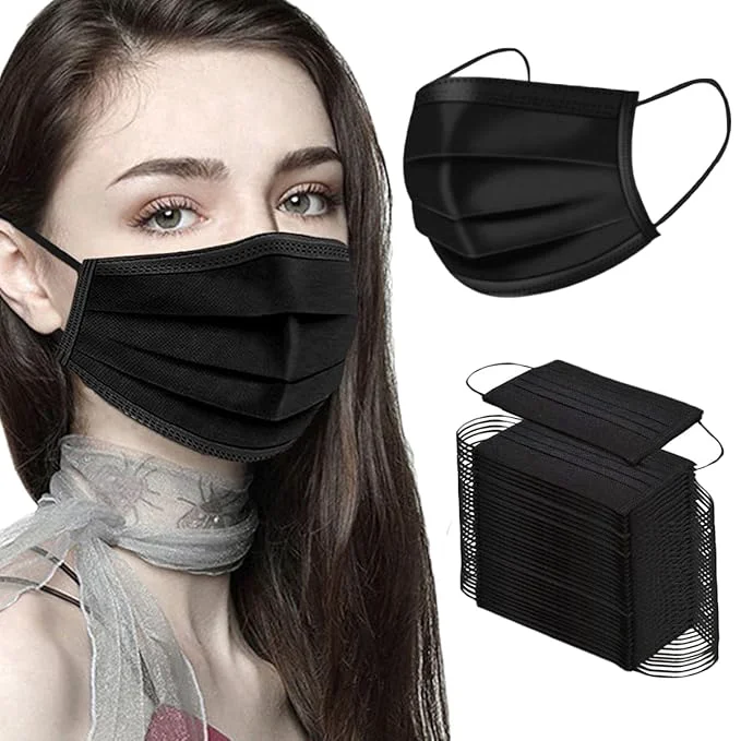 Breathable NNPCBT Black Disposable Face Masks 50PCS 3 Ply Fashionable