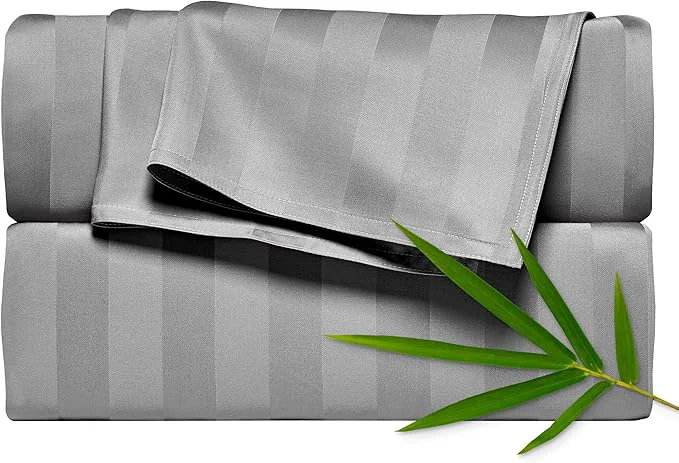 Relaxed Pure Bamboo California King Sheets Organic Viscose Derived from Bamboo Bed Sheet Set Soft amp Cooling Double Stitching 2 Year Quality Promise California King Jacquard Stone Smart