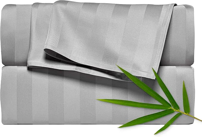 Original Design Pure Bamboo Twin Sheets Organic Viscose Derived from Bamboo Bed Sheet Set Luxuriously Soft amp Cooling Double Stitching 2 Year Quality Promise Twin Jacquard Silver Secure