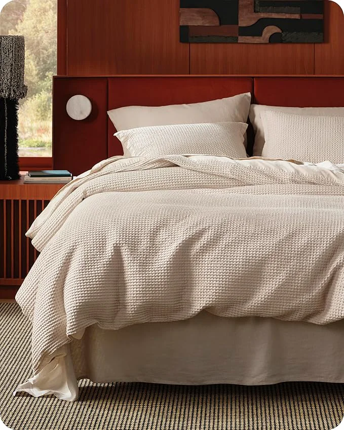 Bedsure Cotton Duvet Cover Set - Cotton Waffle Weave Beige Duvet Cover California King GentleSoft™ and Breathable Cal King Bedding Set for All Season 3 Pieces 104 quot x98 quot Sustainable