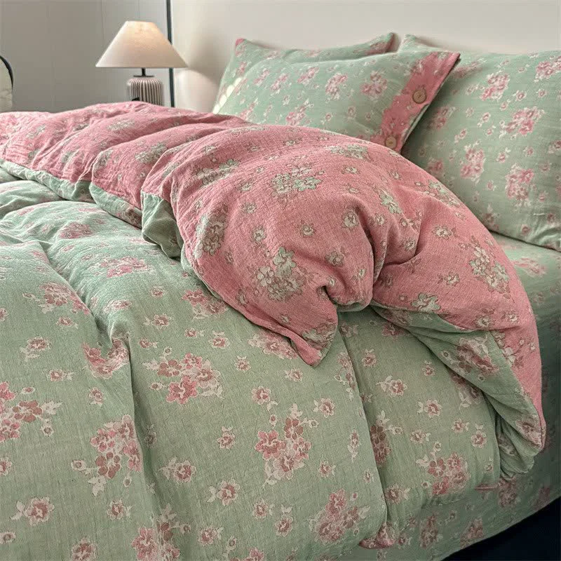 Efficient Ownkoti Vintage Floral Pure Cotton Gauze Bedding 4PCS First-Class