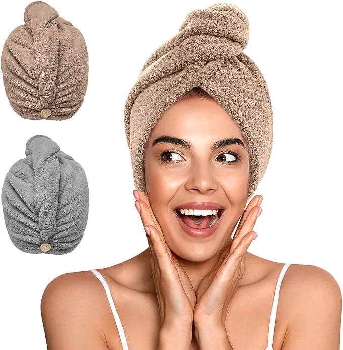 Fashionable YFONG 2 Pack Microfiber Hair Towel Wrap Relaxed