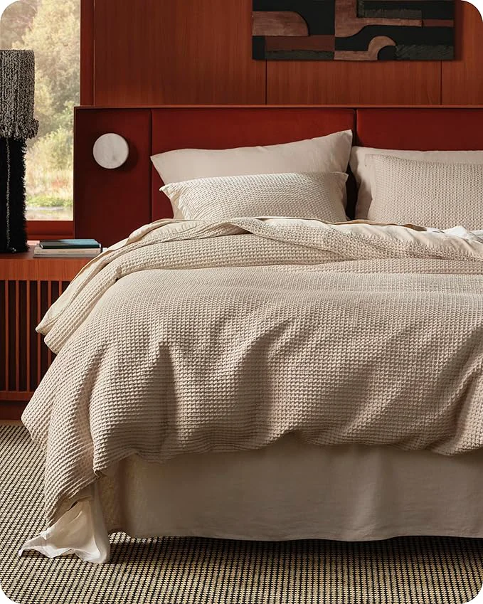 Sustainable Bedsure Cotton Duvet Cover Full - Cotton Waffle Weave Khaki Duvet Cover Set GentleSoft™ and Breathable Tan Bedding Set for All Season 3 Pieces 80 quot x90 quot High-Grade