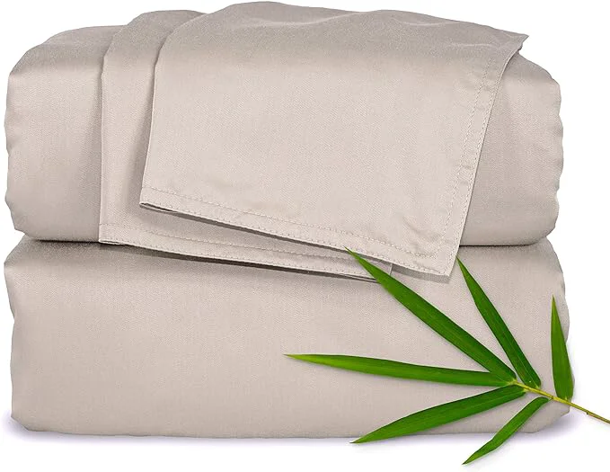 Clean Pure Bamboo California King Sheets Organic Viscose Derived from Bamboo Bed Sheet Set Soft amp Cooling Double Stitching 2 Year Quality Promise California King Sand Fine Crafted