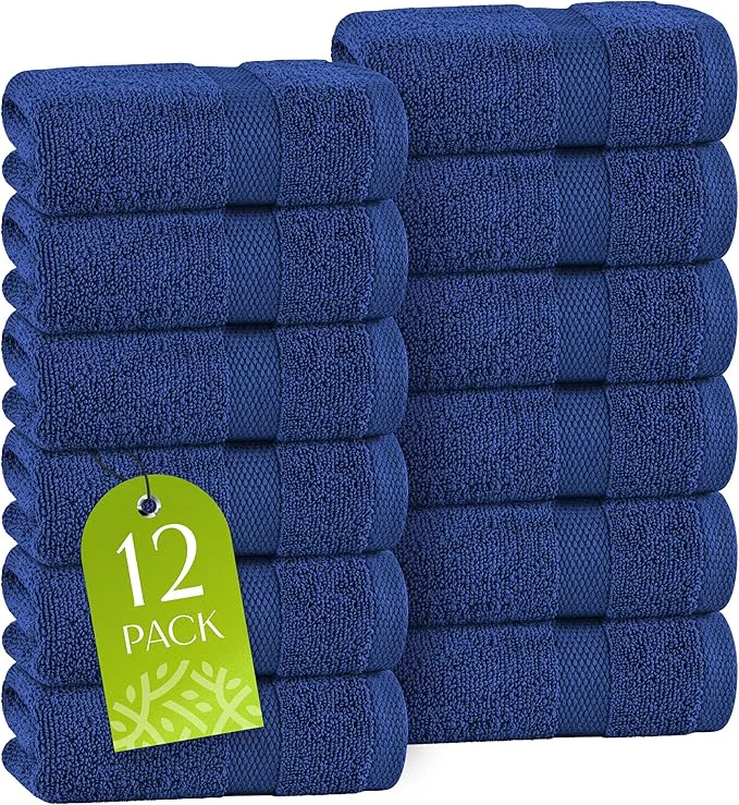 Powerful White Classic Navy Washcloths Set Crafted