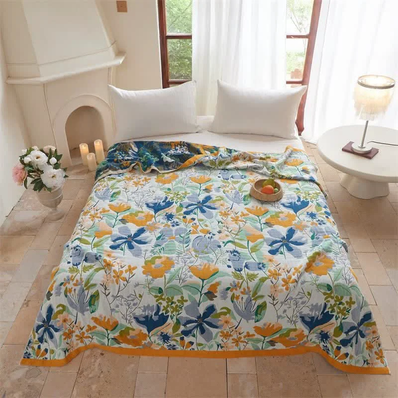 Pure Ownkoti Bright Floral Cotton Gauze Quilt Blanket Powerful
