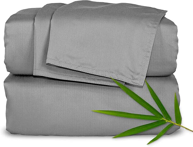Fine Crafted Pure Bamboo California King Sheets Organic Viscose Derived from Bamboo Bed Sheet Set Soft amp Cooling Double Stitching 2 Year Quality Promise California King Stone Grey Flexible