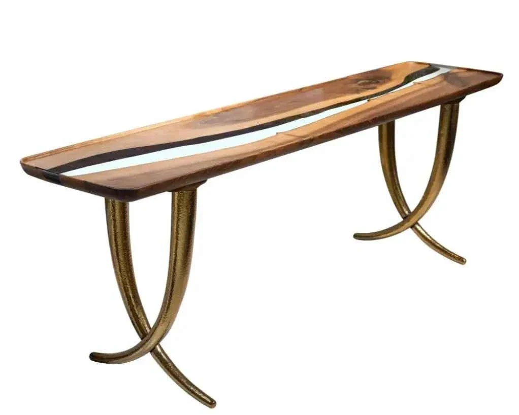 High-Performance Epoxy Resin Sofa amp Console table made of Walnut wood Ivory Collection Specialty