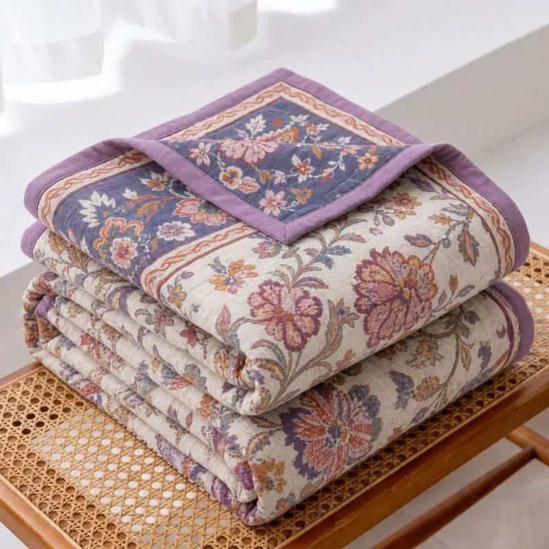 Refined Ownkoti Bohemian Border Floral Cotton Quilt Blanket Verified