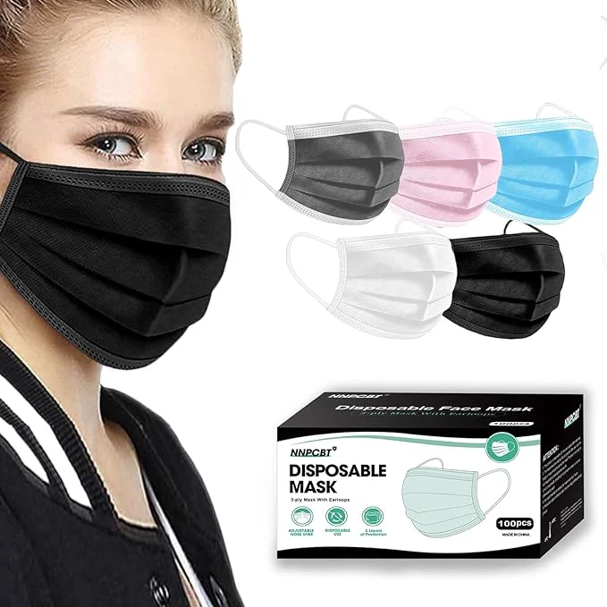 Quality NNPCBT 5 Color Disposable Face Masks 100 Pack 3-Ply Breathable Mask Eco-Friendly