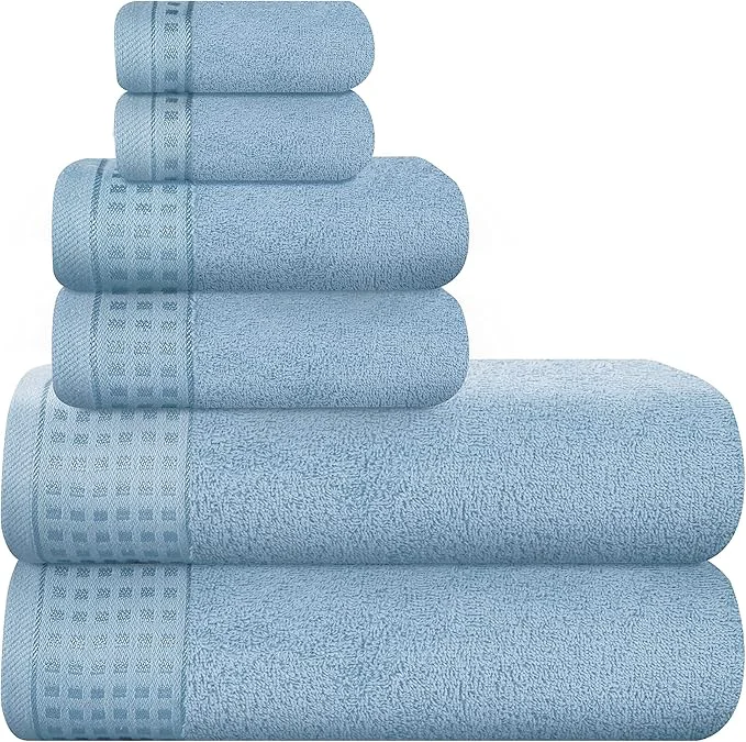 Luxury GLAMBURG Cotton Ultra Soft 6 Pack Towel Set Contains 2 Bath Towels 28x55 Outstanding