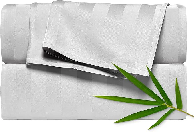 Smart Pure Bamboo California King Sheets Organic Viscose Derived from Bamboo Bed Sheet Set Soft amp Cooling Double Stitching 2 Year Quality Promise California King Jacquard White Detailed
