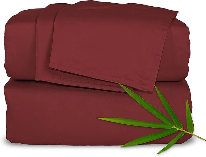 Convenient Pure Bamboo Twin Sheets Organic Viscose Derived from Bamboo Bed Sheet Set Luxuriously Soft amp Cooling Double Stitching 2 Year Quality Promise Twin Merlot Environmentally Friendly