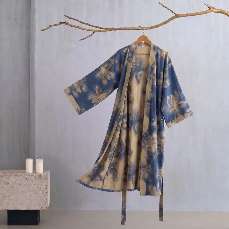 Carefully Designed Ownkoti Watercolor Floral Organic Cotton Kimono Robe Quality